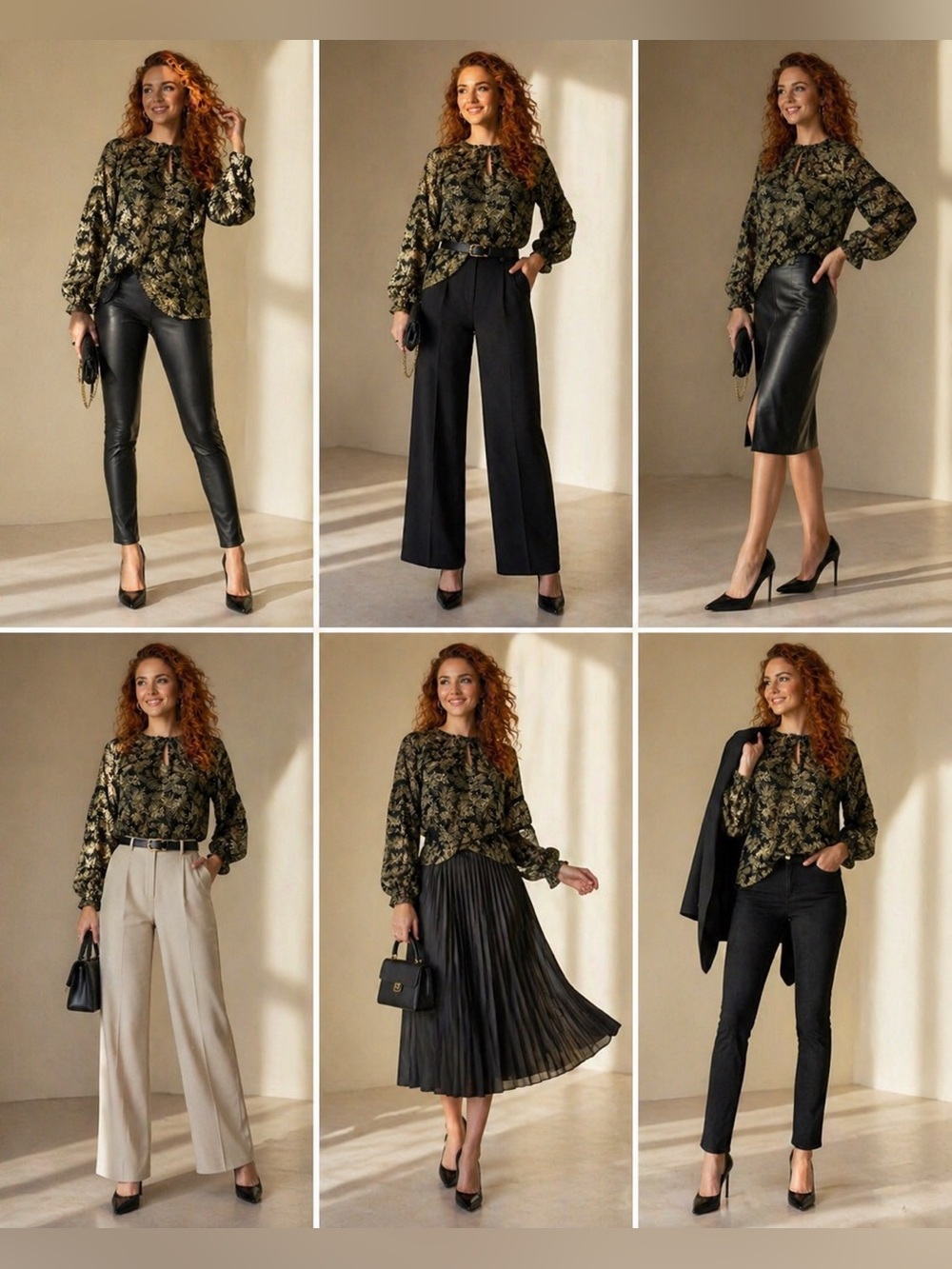 ZARA chiffon lace blouse
